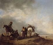 Philips Wouwerman A View on a Seashore with Fishwives Offering Fish to a Horseman oil